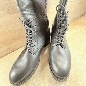 Frye Melissa Lace Up Tall Boots Women 8B Black Knee High Moto Riding New W/ Box